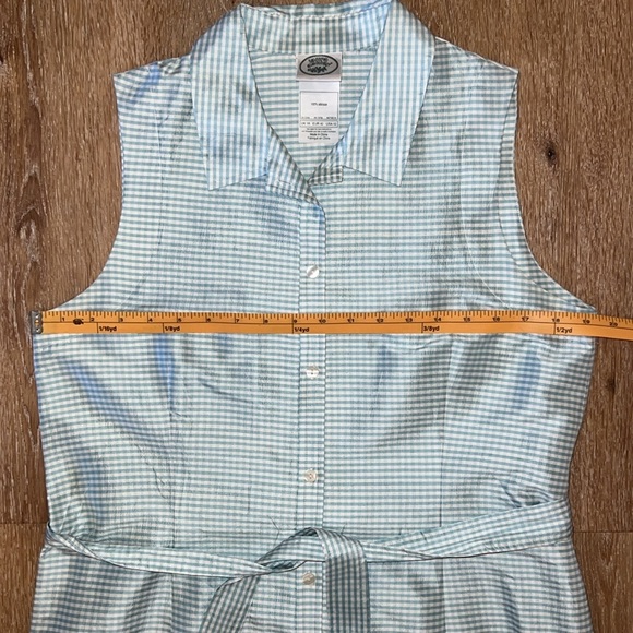 Laura Ashley 100% Silk Gingham Sleeveless Button-Down Dress Size 12 - Picture 4 of 15